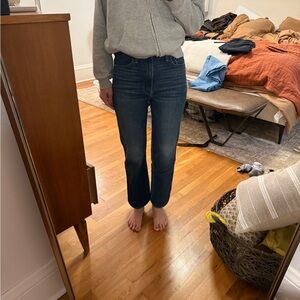 MOTHER High-Rise Straight Crop Jeans - Dark Blue